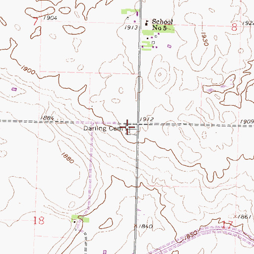 Topographic Map of Darling Cemetery, ND