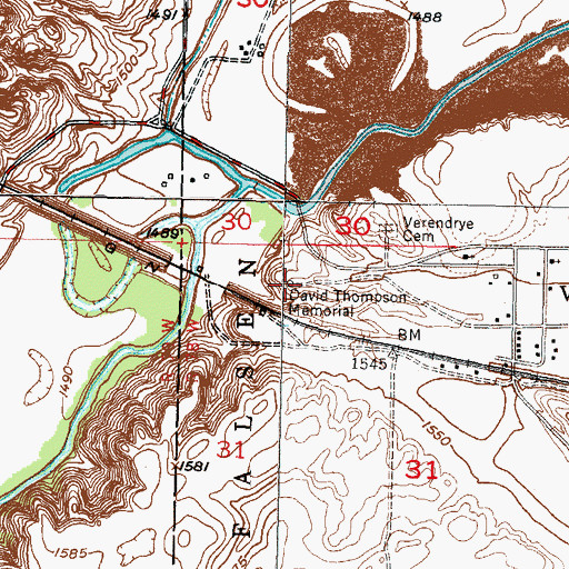 Topographic Map of David Thompson Memorial, ND