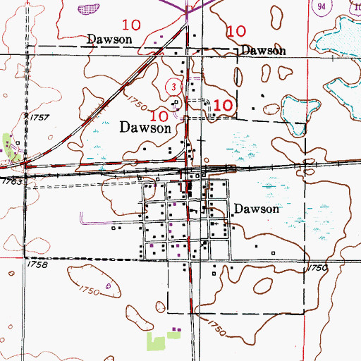 Topographic Map of Dawson, ND