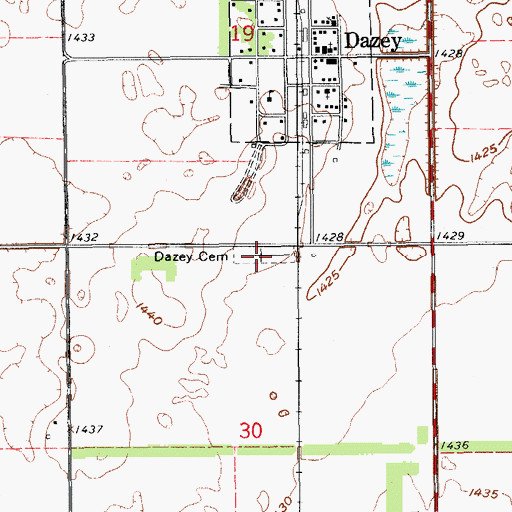 Topographic Map of Dazey Cemetery, ND