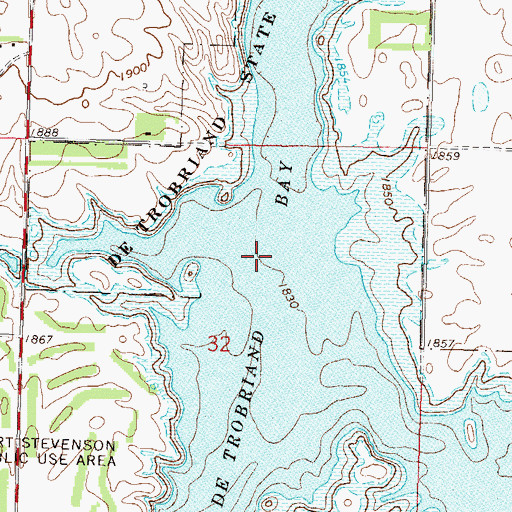 Topographic Map of De Trobriand Bay, ND
