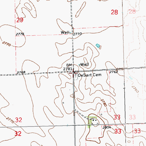 Topographic Map of DeSart Cemetery, ND