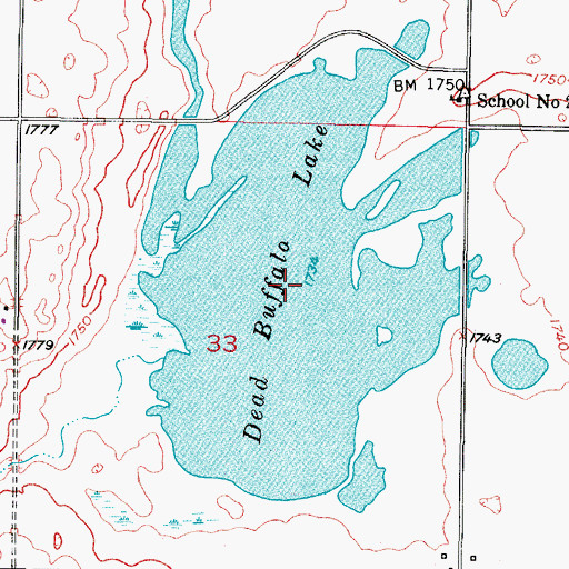 Topographic Map of Dead Buffalo Lake, ND