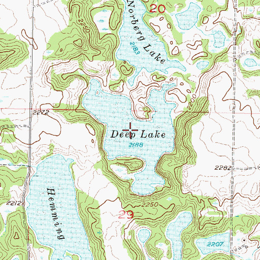 Topographic Map of Deep Lake, ND