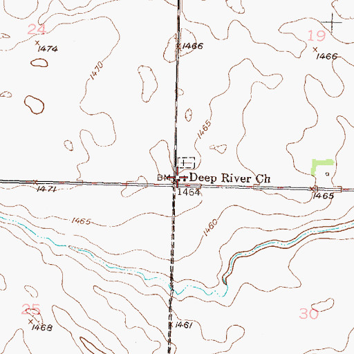 Topographic Map of Deep River Church, ND