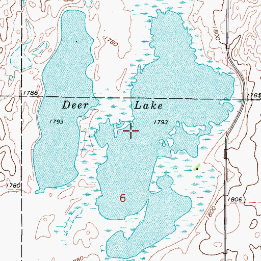 Topographic Map of Deer Lake, ND