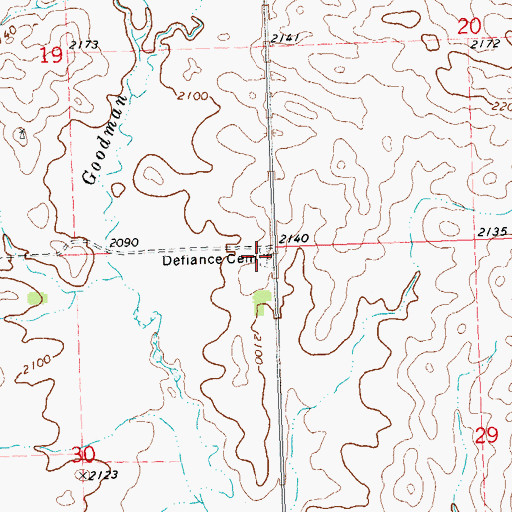 Topographic Map of Defiance Cemetery, ND
