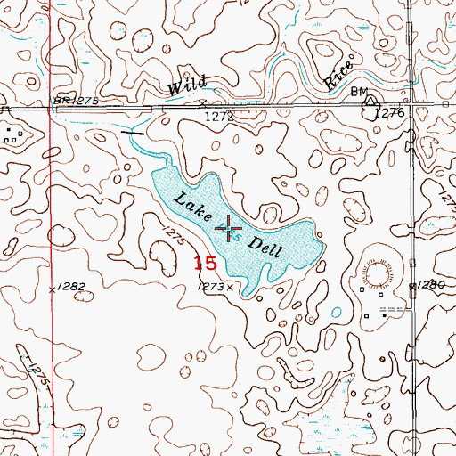 Topographic Map of Lake Dell, ND