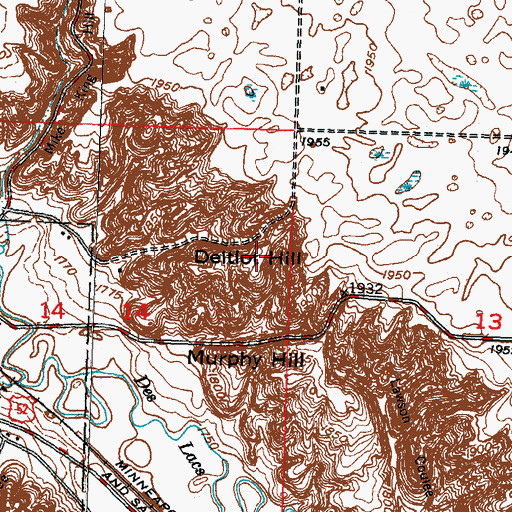 Topographic Map of Deltlot Hill, ND