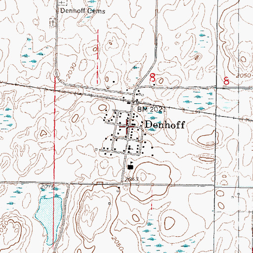 Topographic Map of Denhoff, ND