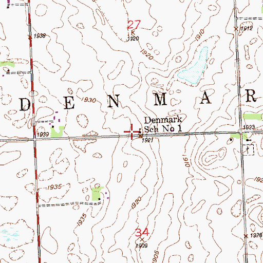 Topographic Map of Denmark School Number 1, ND