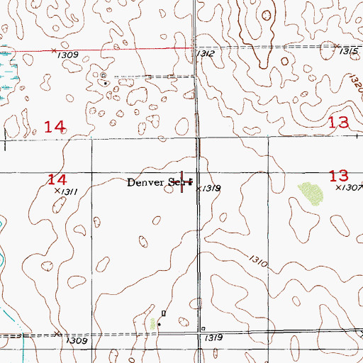 Topographic Map of Denver School, ND