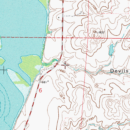 Topographic Map of Devils Gulch, ND