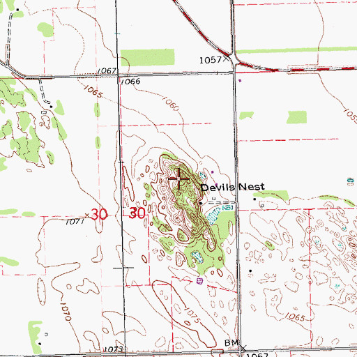 Topographic Map of Devils Nest, ND
