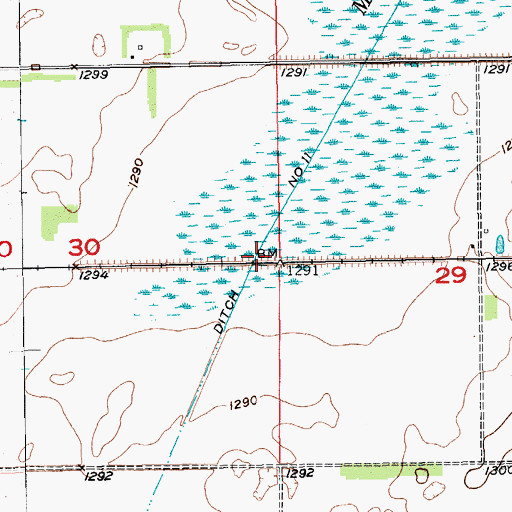Topographic Map of Ditch Number 11, ND