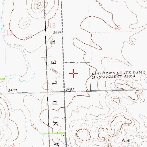 Topographic Map of Dog Town State Game Management Area, ND