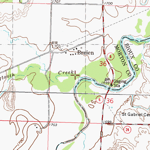 Topographic Map of Dogtooth Creek, ND