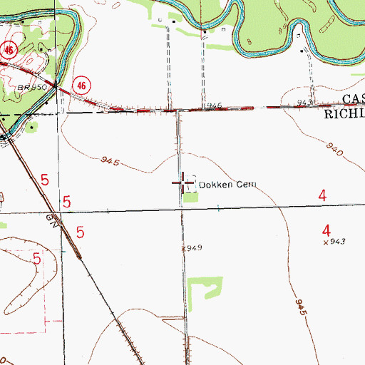 Topographic Map of Perhus Cemetery, ND