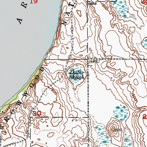 Topographic Map of Dollar Slough, ND