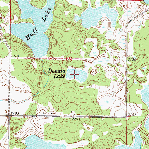 Topographic Map of Donald Lake, ND