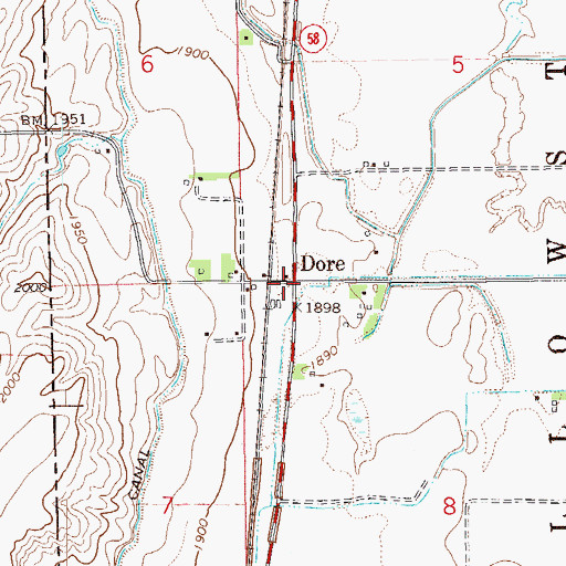 Topographic Map of Dore, ND