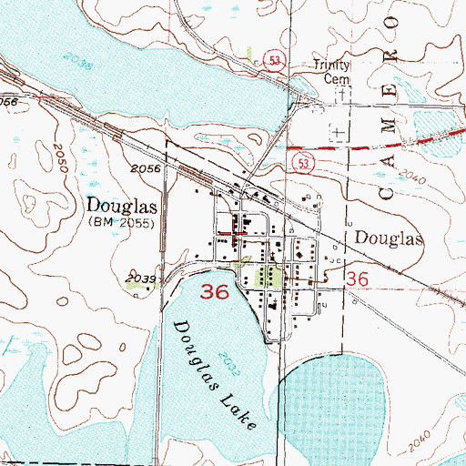 Topographic Map of Douglas, ND