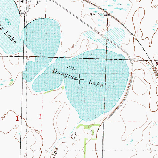 Topographic Map of Douglas Lake, ND