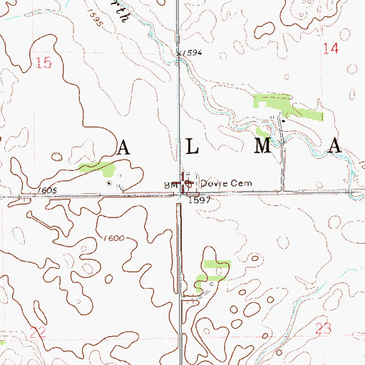 Topographic Map of Dovre Cemetery, ND
