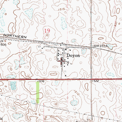 Topographic Map of Doyon, ND