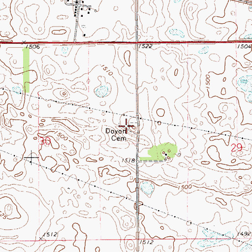 Topographic Map of Doyon Cemetery, ND