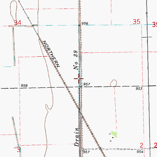 Topographic Map of Drain Number 39, ND