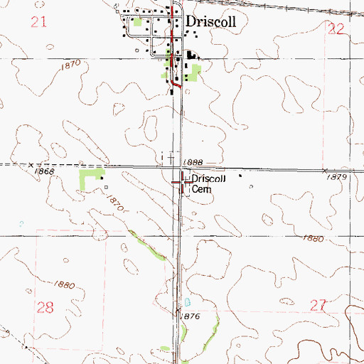 Topographic Map of Driscoll Cemetery, ND