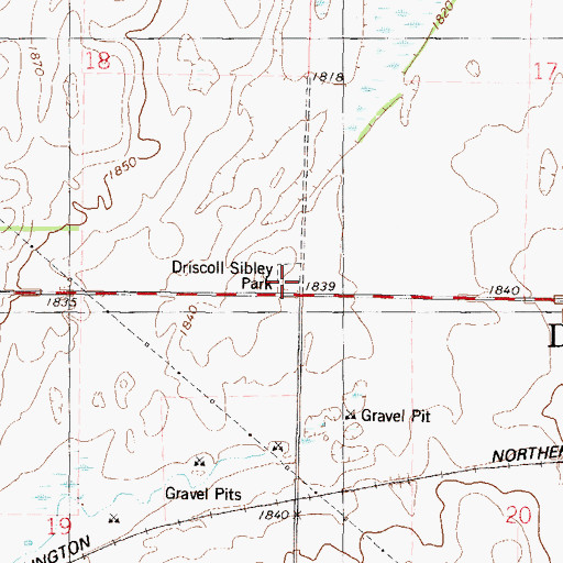 Topographic Map of Driscoll Sibley Park, ND