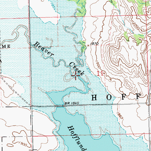 Topographic Map of Dry Fork Creek, ND