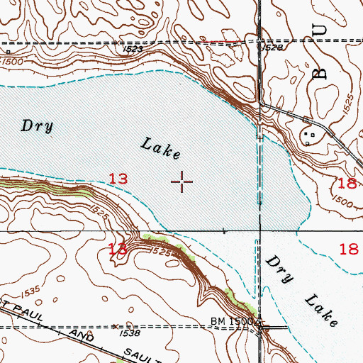 Topographic Map of Dry Lake, ND