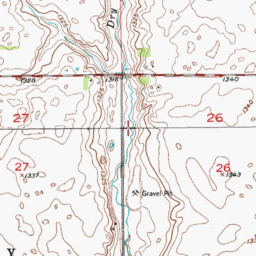 Topographic Map of Dry Run, SD