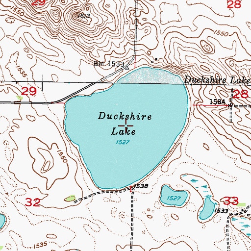 Topographic Map of Duckshire Lake, ND