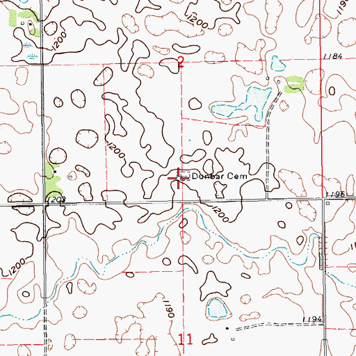 Topographic Map of Dunbar Cemetery, ND