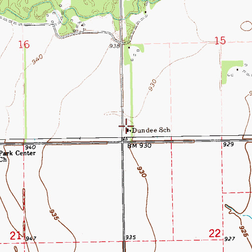 Topographic Map of Dundee School, ND