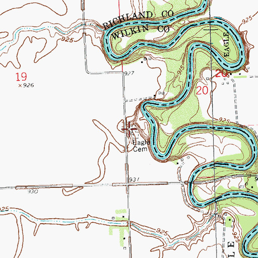 Topographic Map of Eagle Cemetery, ND