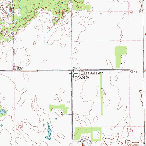 Topographic Map of East Adams Cemetery, ND