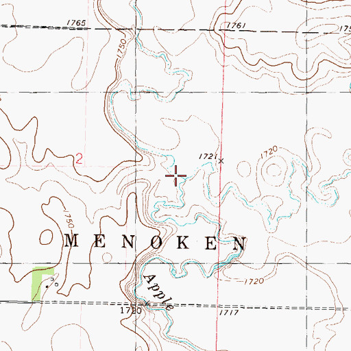 Topographic Map of East Branch Apple Creek, ND