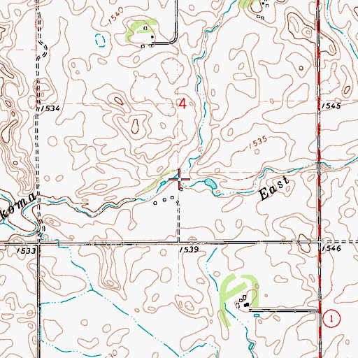 Topographic Map of East Branch Nekoma Coulee, ND