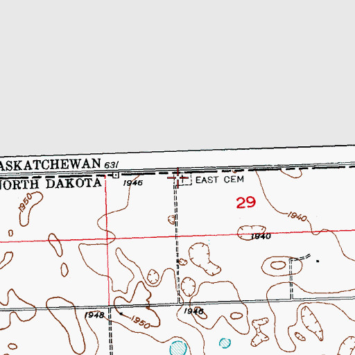 Topographic Map of East Cemetery, ND