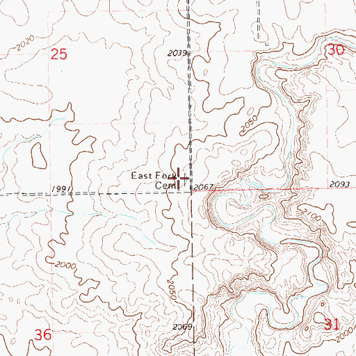 Topographic Map of East Fork Cemetery, ND