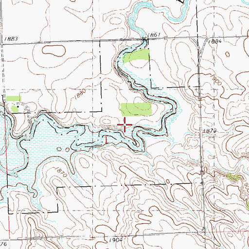 Topographic Map of East Fork Shell Creek, ND