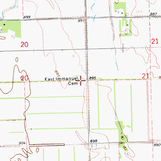 Topographic Map of East Immanuel Lutheran Cemetery, ND