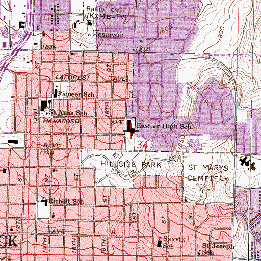 Topographic Map of Simle Middle School, ND