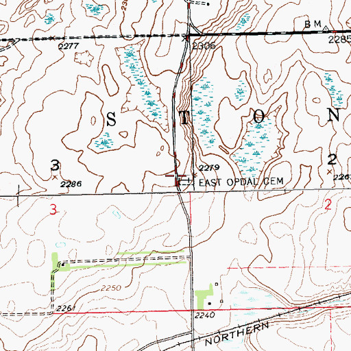 Topographic Map of Corinth Cemetery, ND