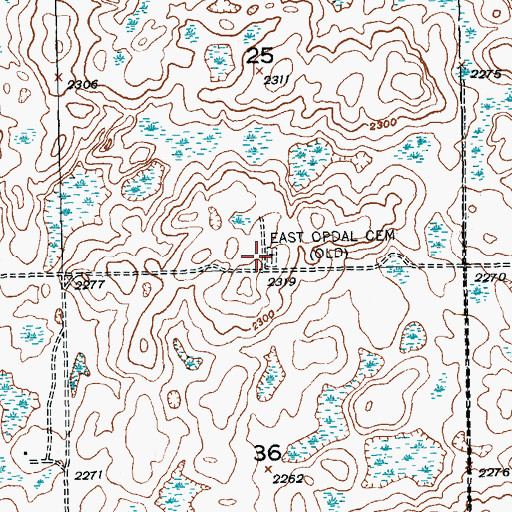 Topographic Map of East Opdal Cemetery, ND